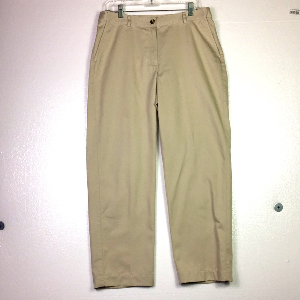 LL Bean Womens Chino Jeans Size 10 Beige Favorite Fit Straight leg Sides adjust
